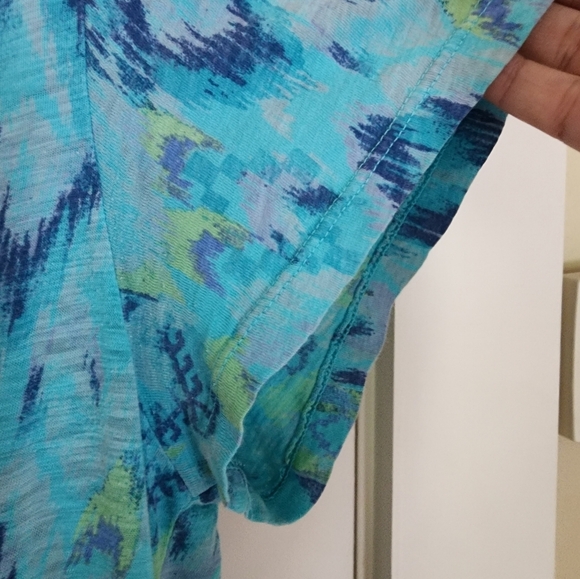 Fresh Produce Short Sleeve Hankerchief Tee Size 1x Blue Tropical Beach Aztec - Picture 4 of 10